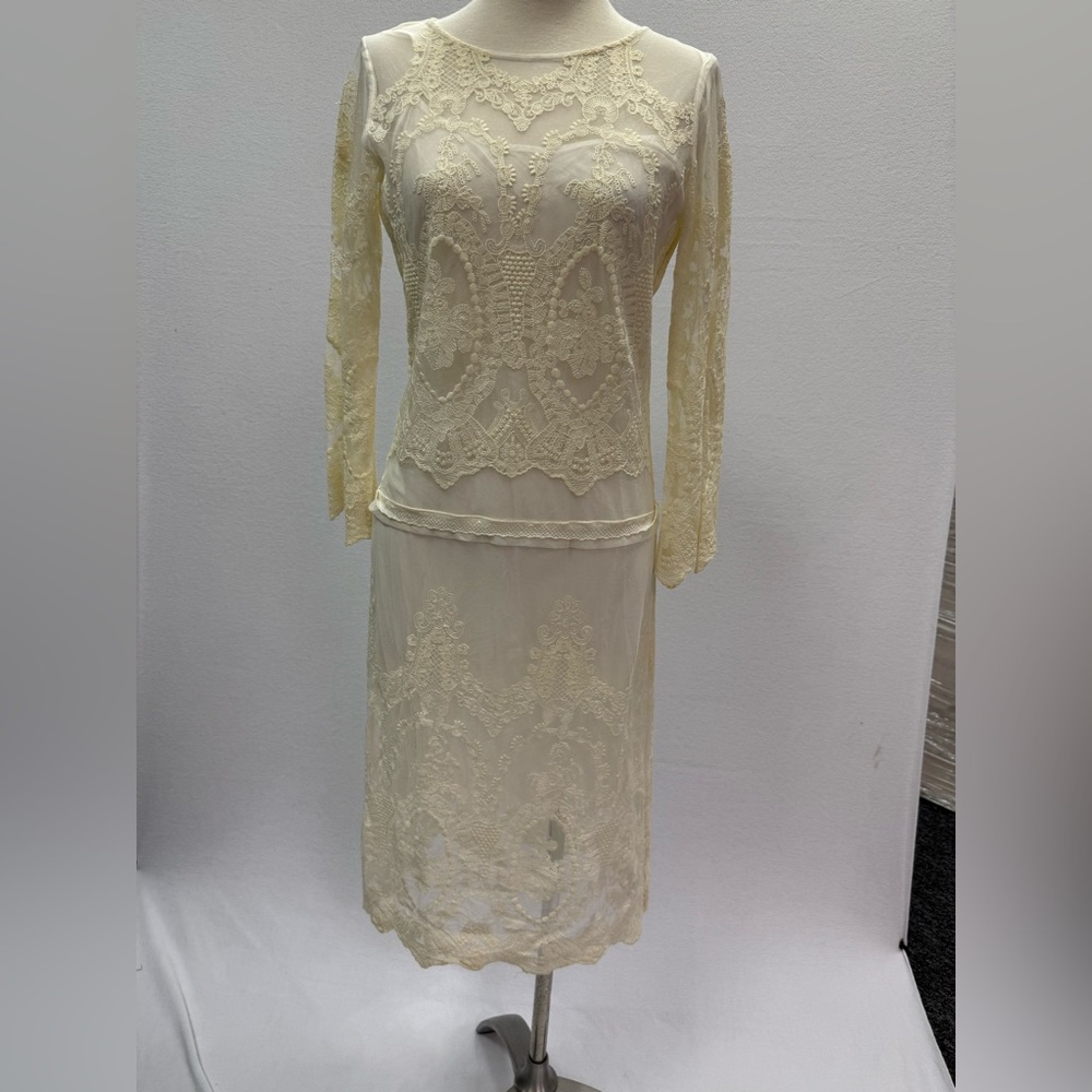 Zara Cream Lace Long Sleeve Dress